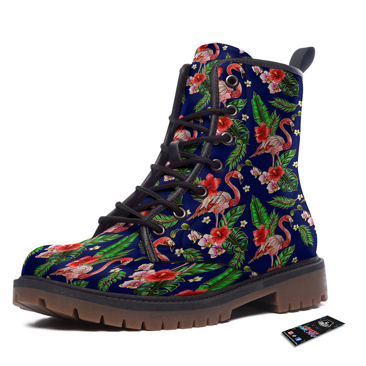 Flamingo Floral Tropical Print Pattern Work Boots-grizzshop
