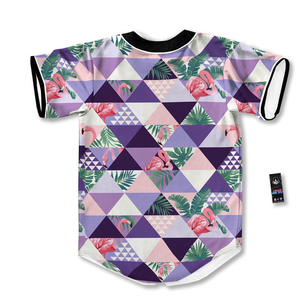 Flamingo Geometric Purple Print Pattern Baseball Jersey-grizzshop
