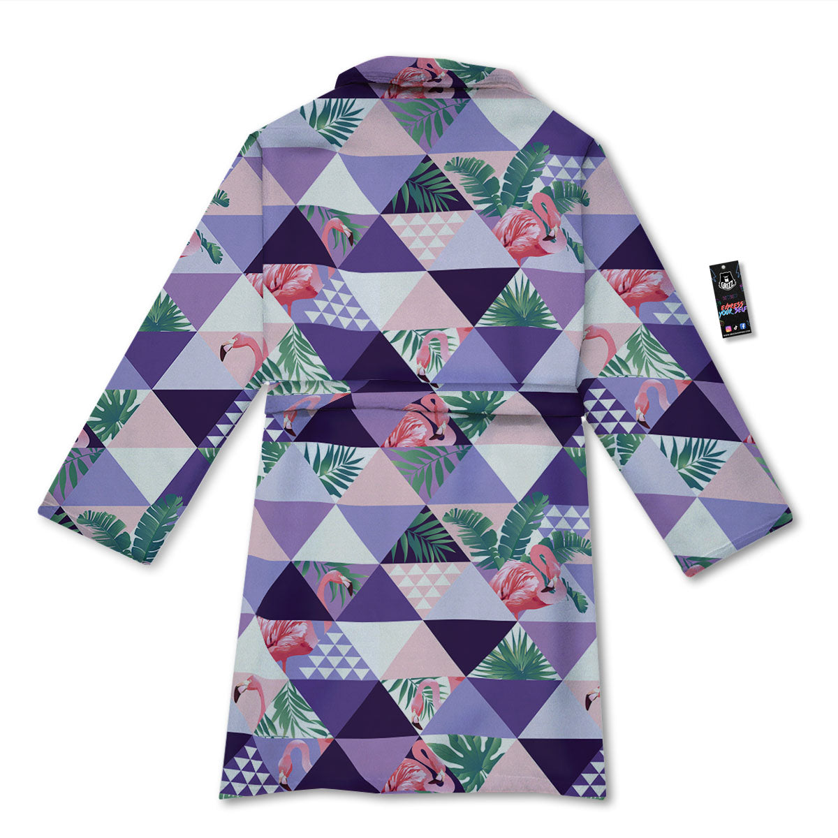 Flamingo Geometric Purple Print Pattern Bathrobe-grizzshop