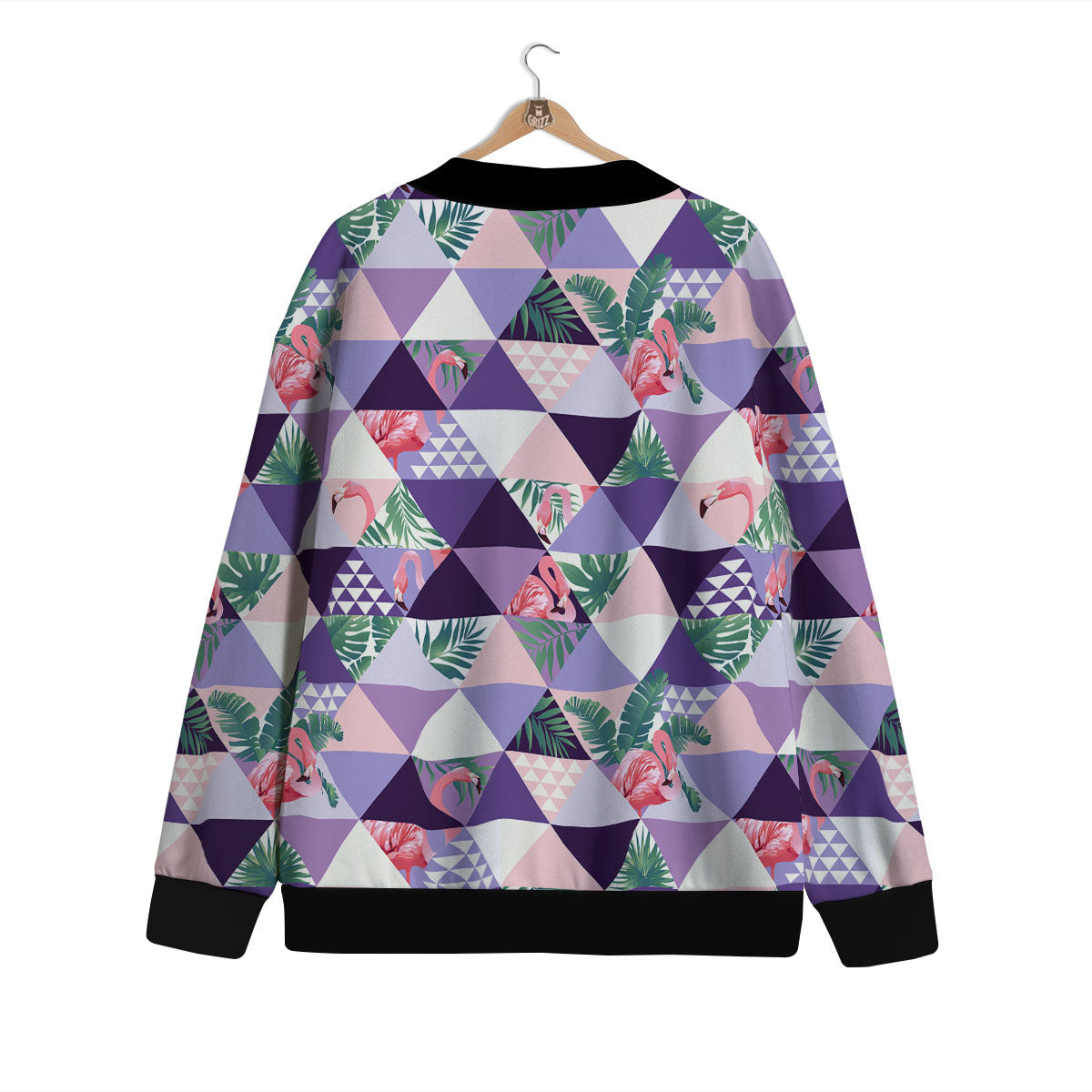 Flamingo Geometric Purple Print Pattern Cardigan-grizzshop