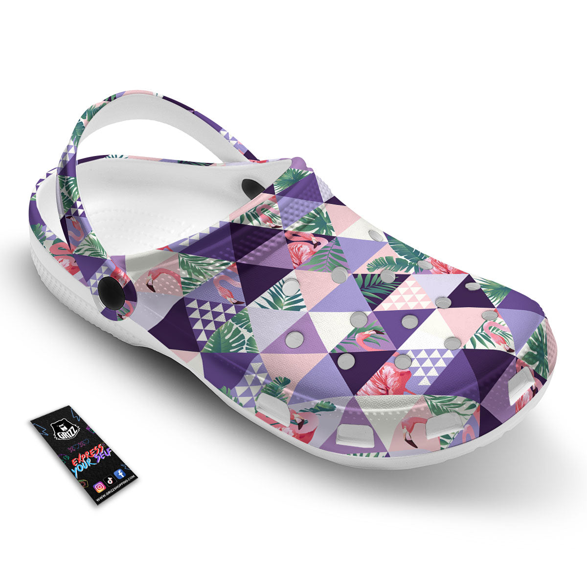 Flamingo Geometric Purple Print Pattern Clog-grizzshop
