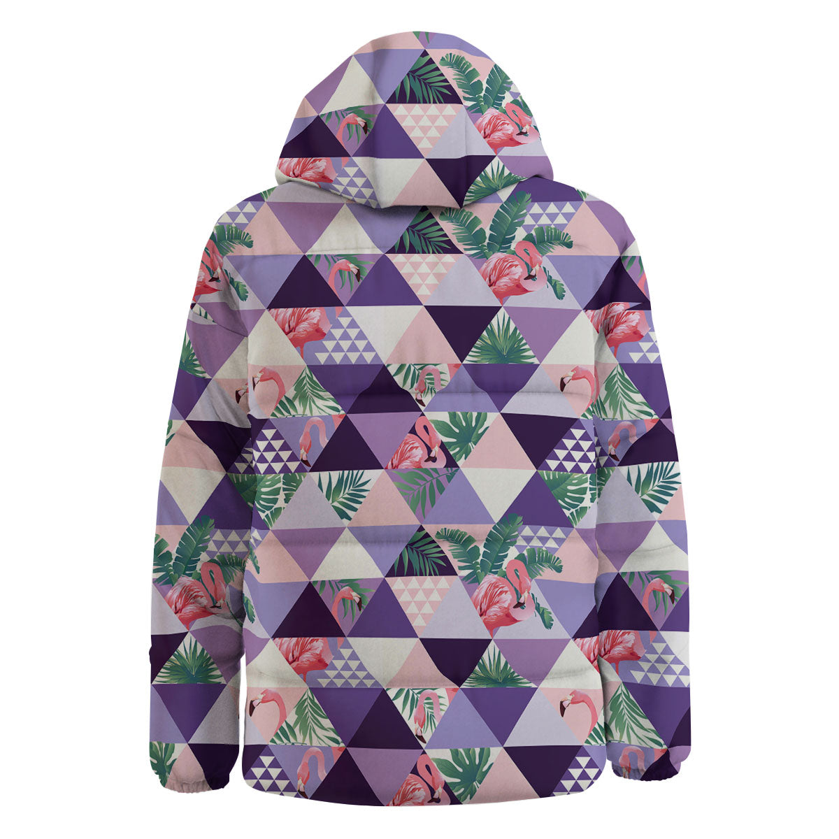 Flamingo Geometric Purple Print Pattern Down Jacket-grizzshop