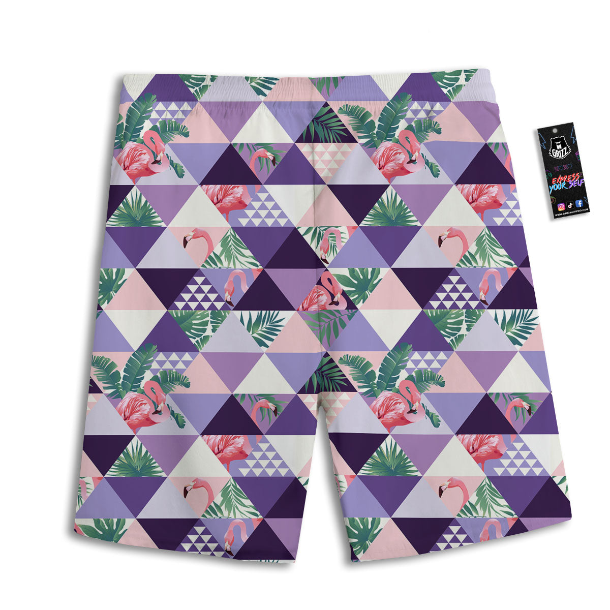 Flamingo Geometric Purple Print Pattern Men's Athletic Shorts
