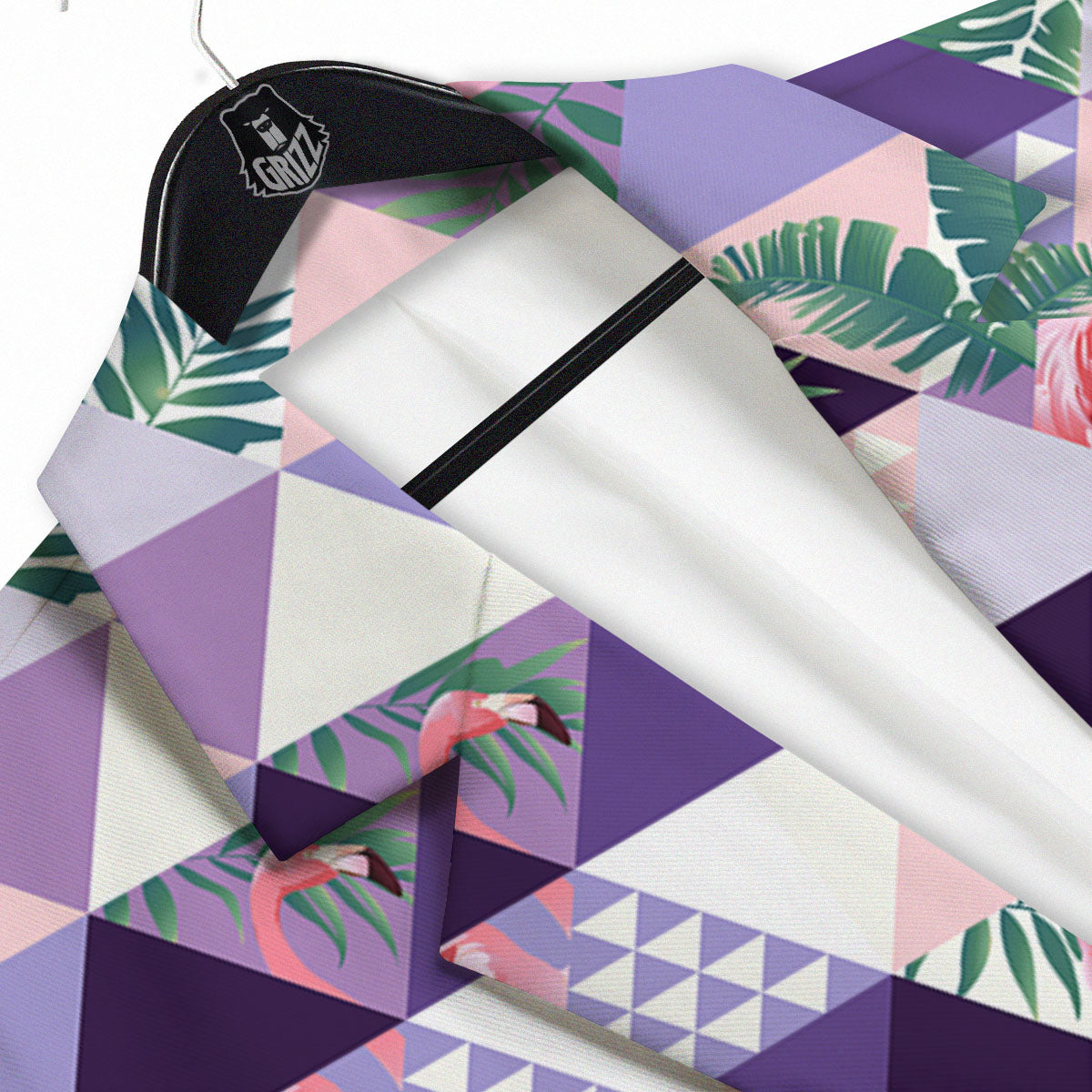 Flamingo Geometric Purple Print Pattern Men's Sport Coat-grizzshop