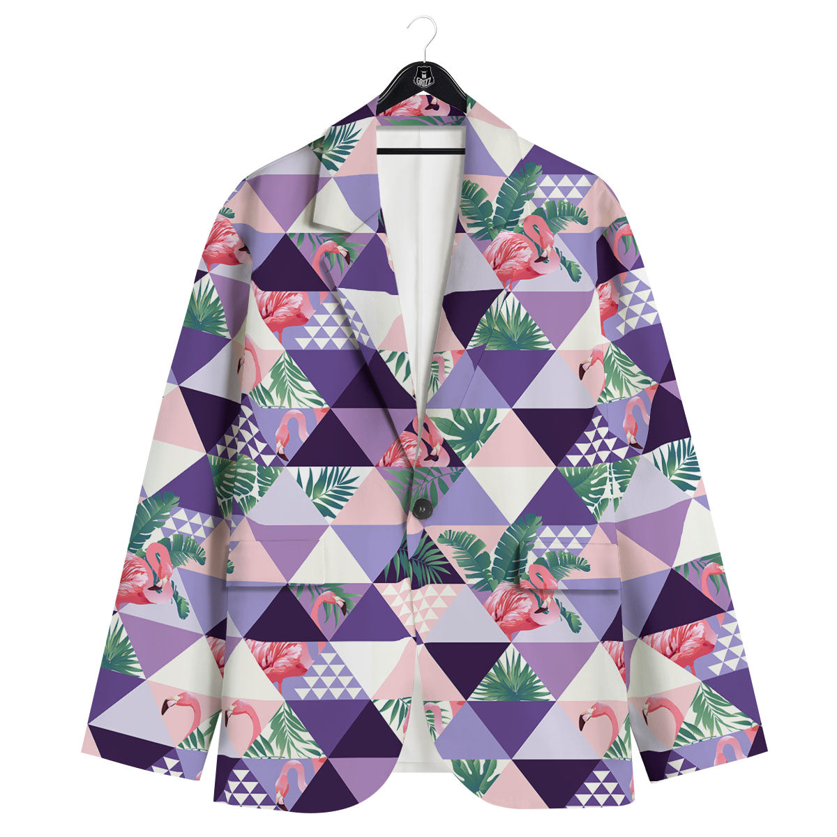 Flamingo Geometric Purple Print Pattern Men's Sport Coat-grizzshop