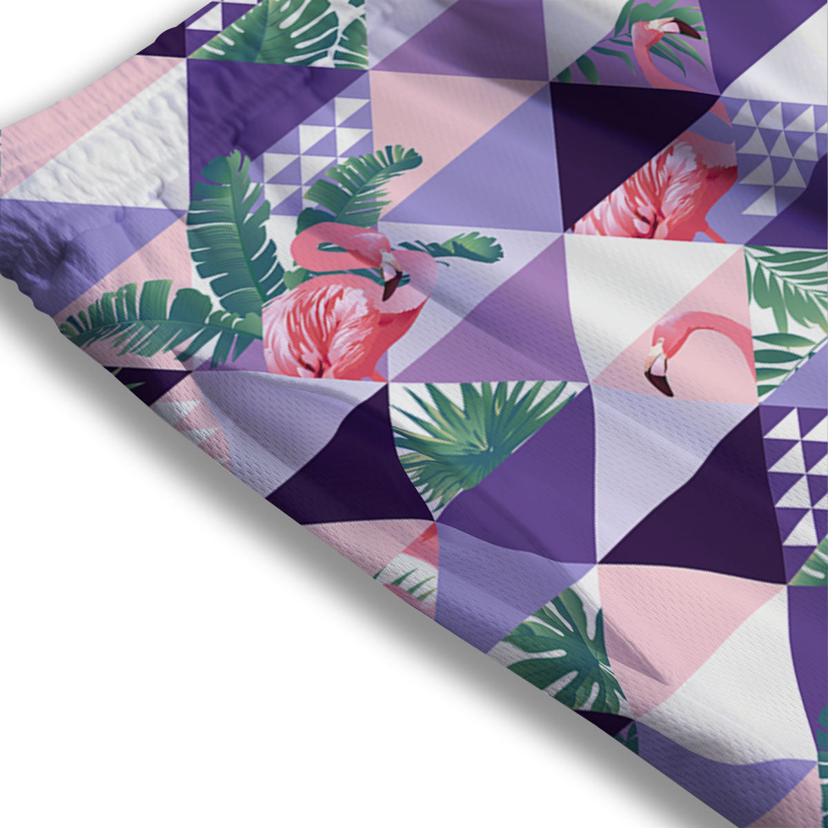 Flamingo Geometric Purple Print Pattern Mesh Shorts