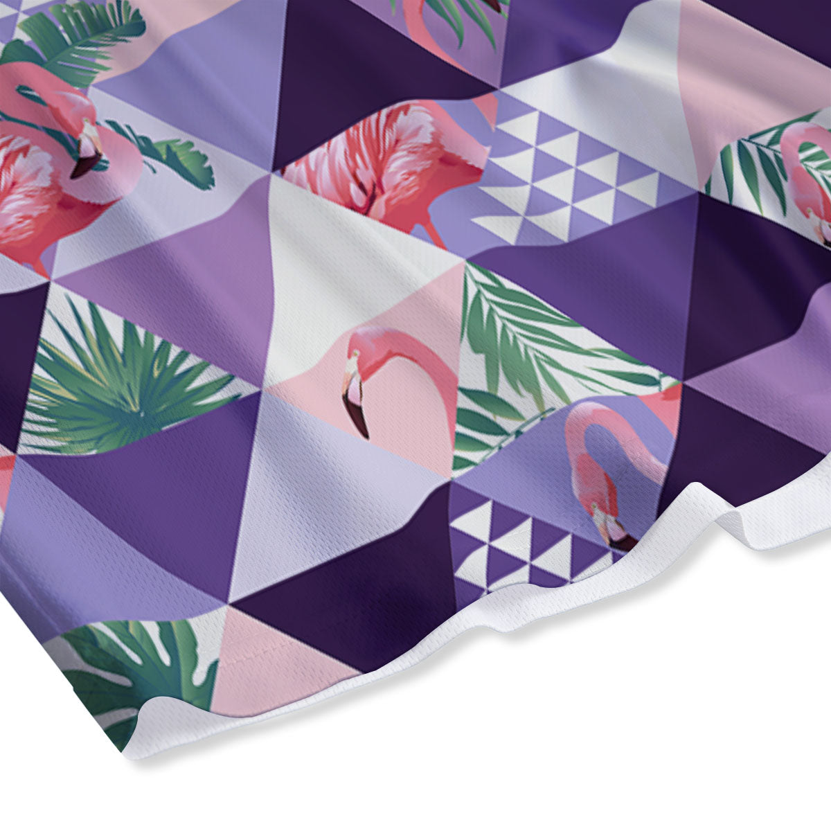 Flamingo Geometric Purple Print Pattern Mesh Shorts