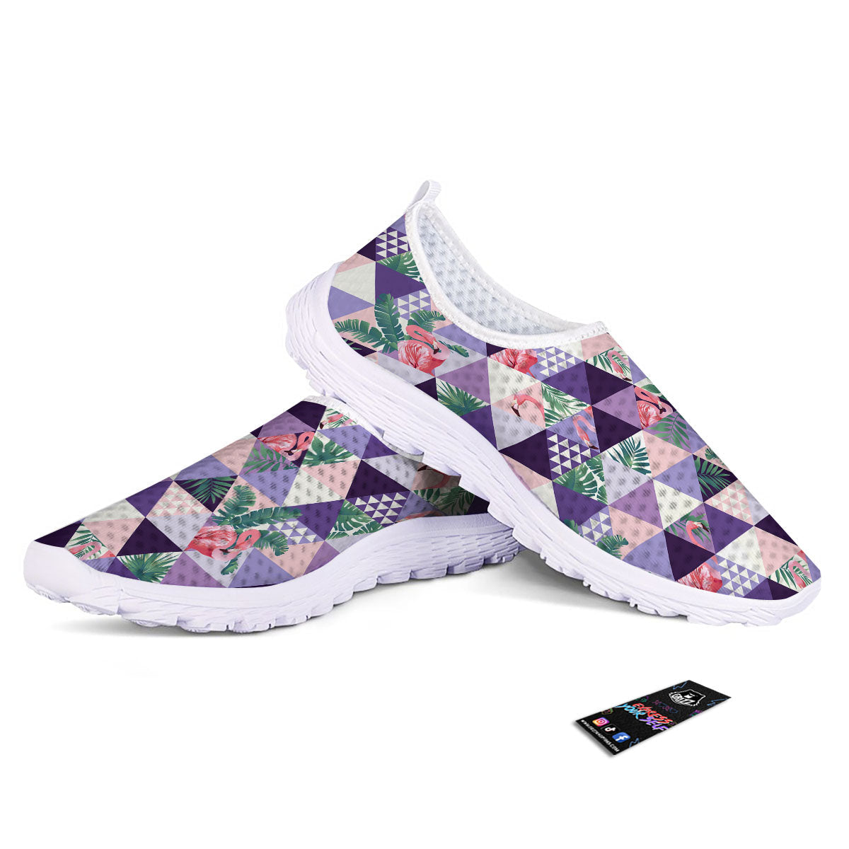 Flamingo Geometric Purple Print Pattern Nurse Shoes-grizzshop