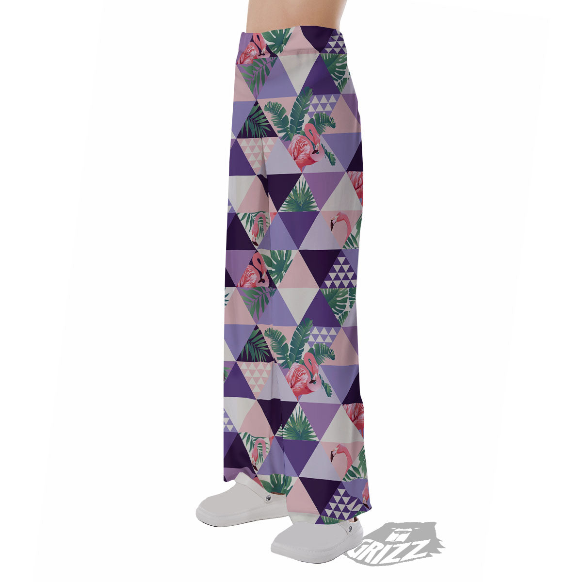 Flamingo Geometric Purple Print Pattern Pajama Pants-grizzshop