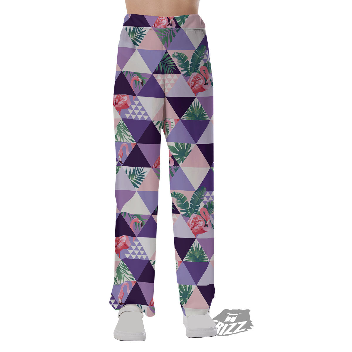 Flamingo Geometric Purple Print Pattern Pajama Pants-grizzshop