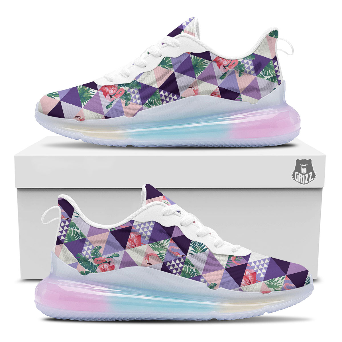 Flamingo Geometric Purple Print Pattern Running Sneakers-grizzshop