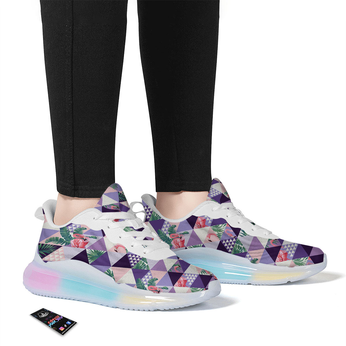 Flamingo Geometric Purple Print Pattern Running Sneakers-grizzshop