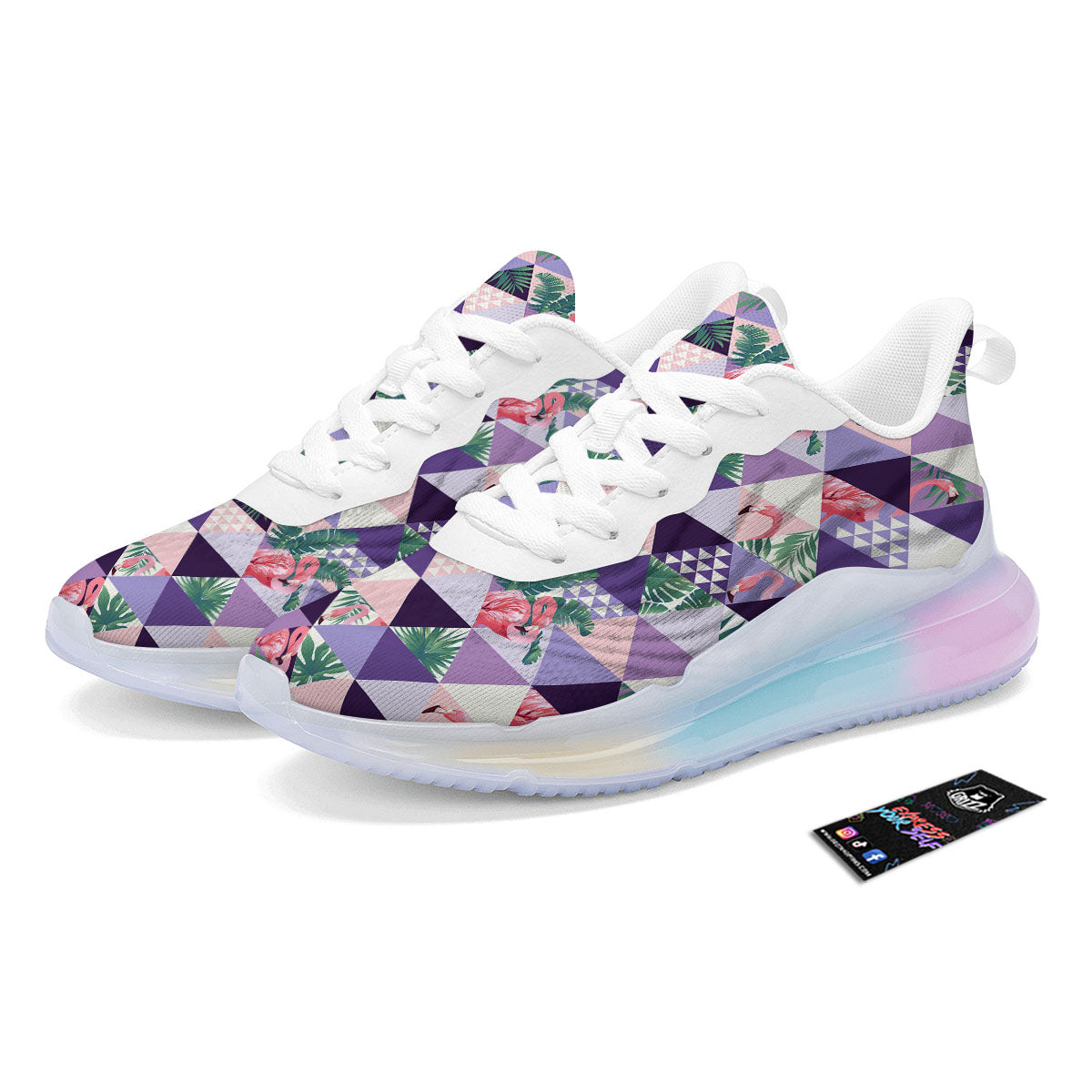 Flamingo Geometric Purple Print Pattern Running Sneakers-grizzshop
