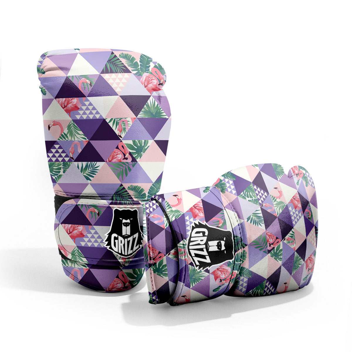 Flamingo Geometric Purple Print Pattern Pro Boxing Glove