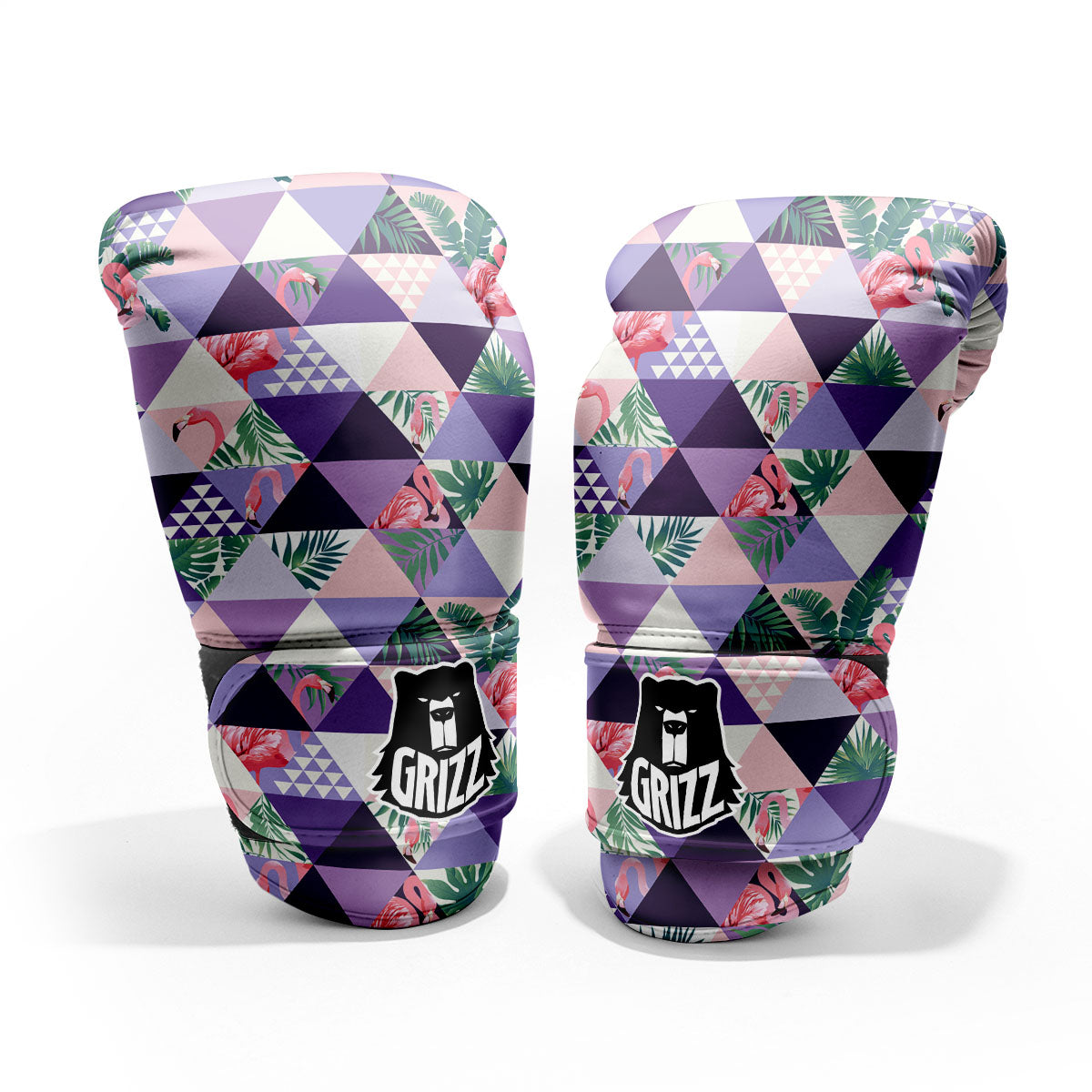 Flamingo Geometric Purple Print Pattern Pro Boxing Glove