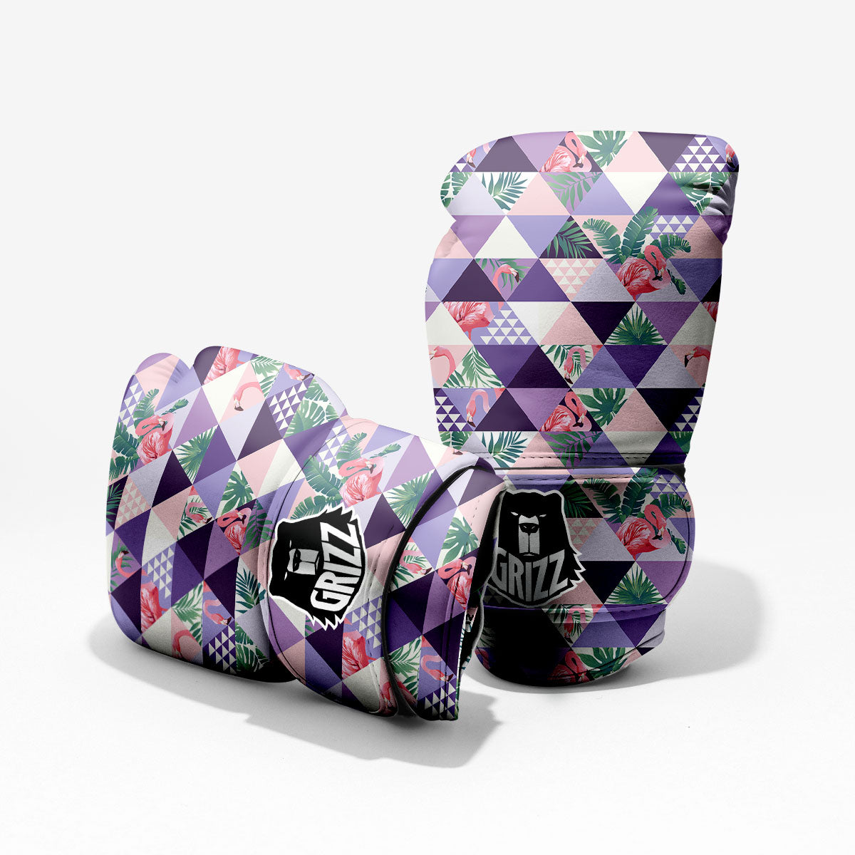 Flamingo Geometric Purple Print Pattern Pro Boxing Glove