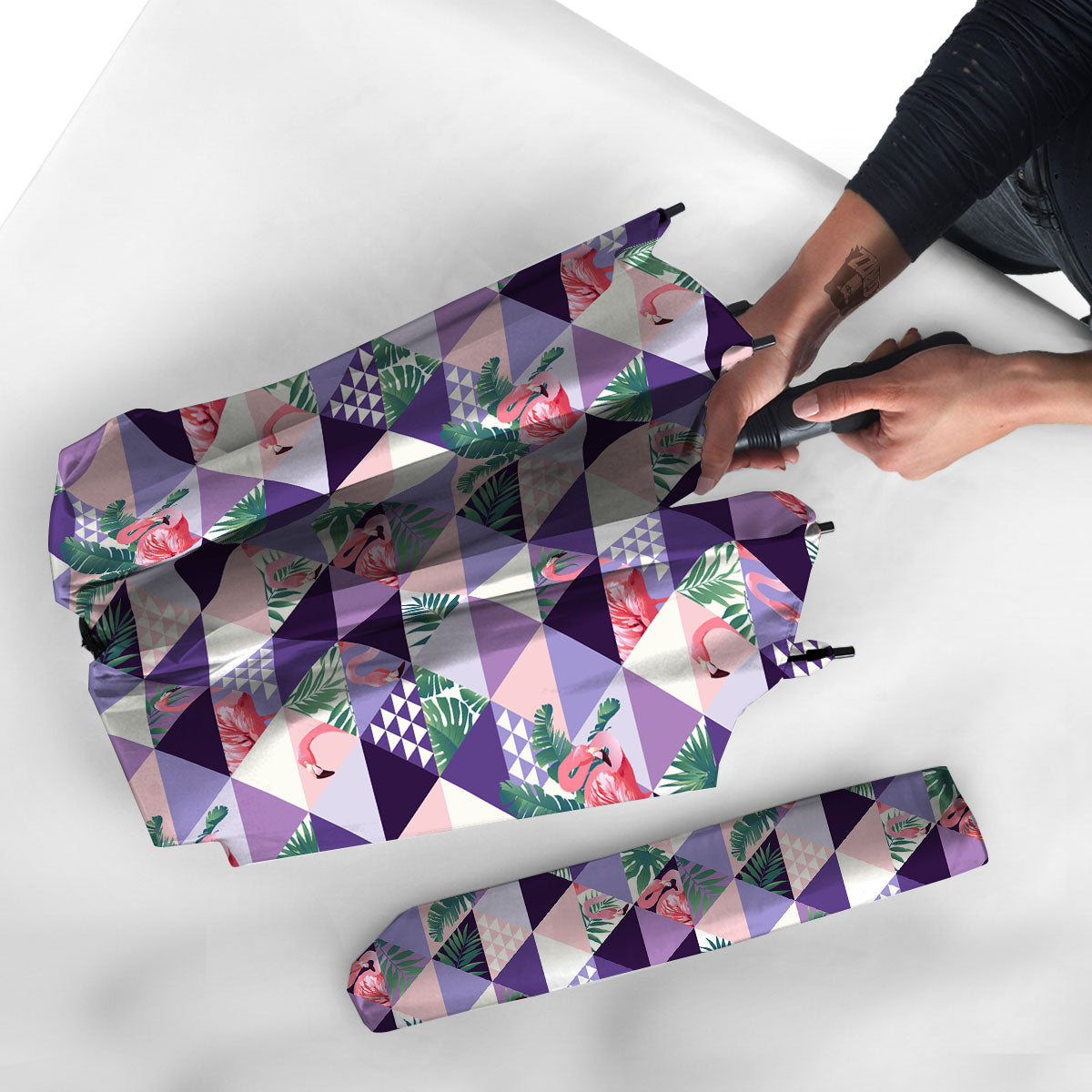 Flamingo Geometric Purple Print Pattern Umbrella-grizzshop