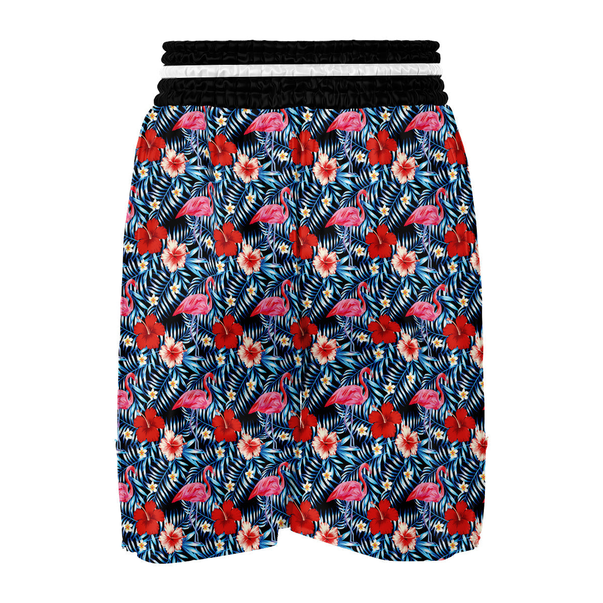 Flamingo Hawaiian Floral Tropical Flower Hibiscus Palm Leaves Pattern Print Boxing Shorts-grizzshop