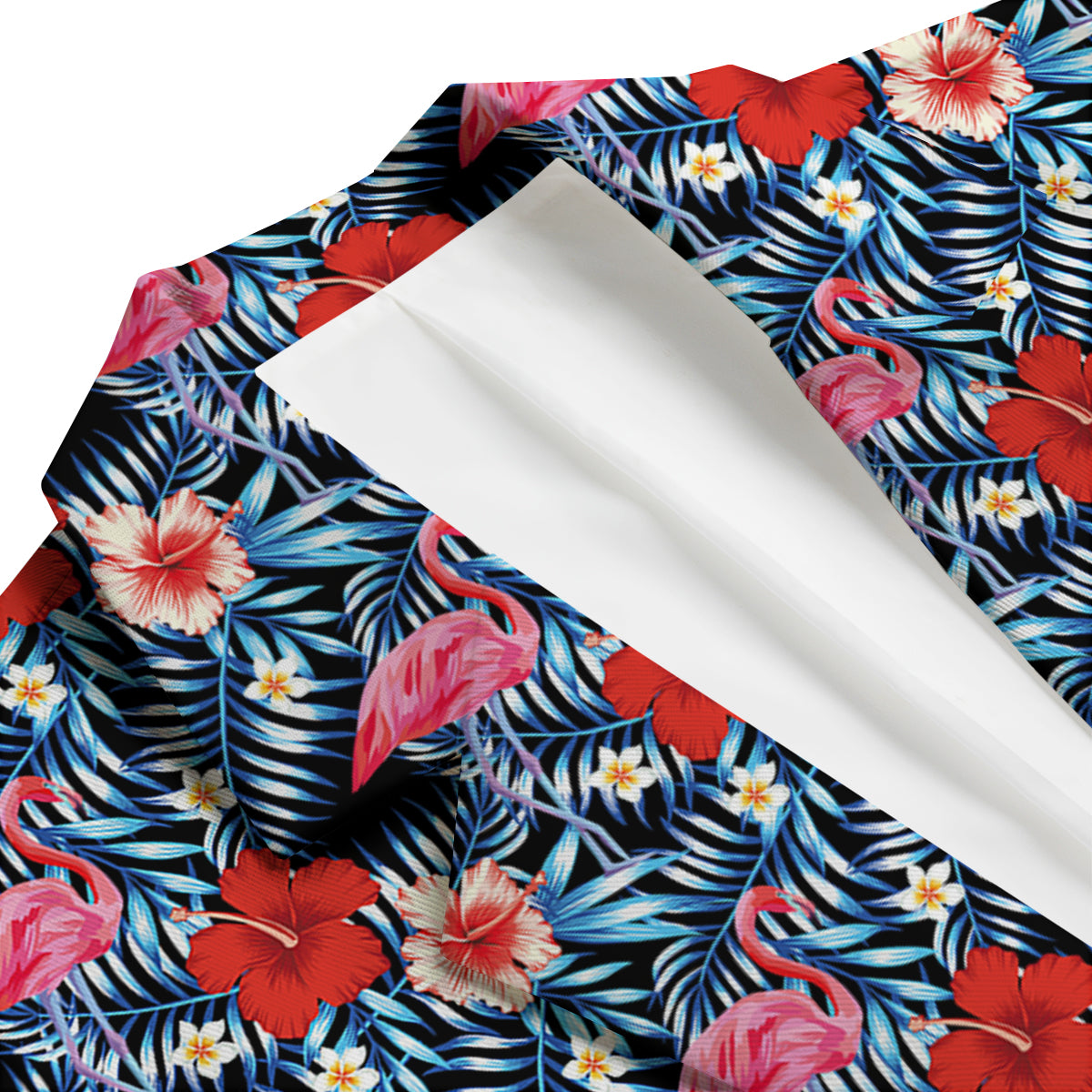 Flamingo Hawaiian Floral Tropical Flower Hibiscus Palm Leaves Pattern Print Men's Blazer-grizzshop