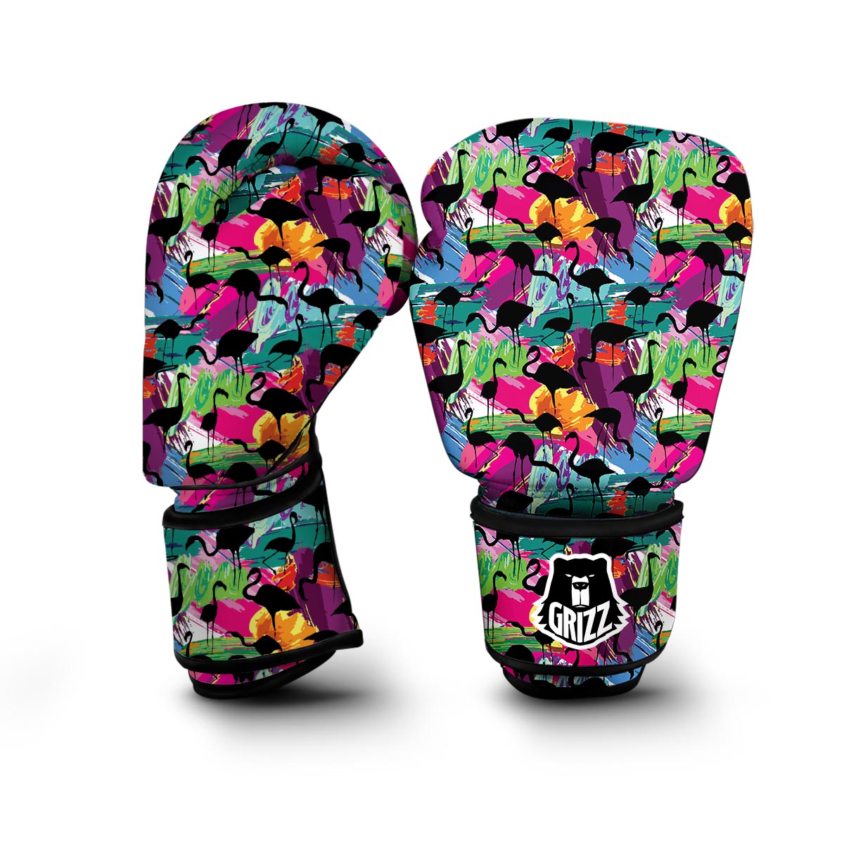 Flamingo Hawaiian Tropical Colorful Pattern Print Boxing Gloves-grizzshop