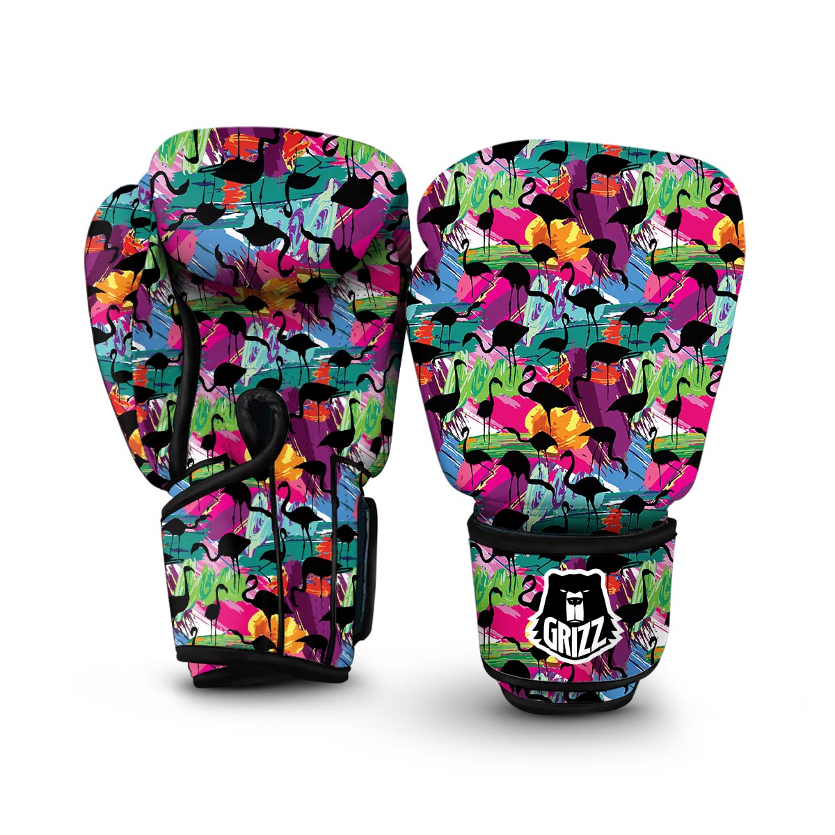 Flamingo Hawaiian Tropical Colorful Pattern Print Boxing Gloves-grizzshop