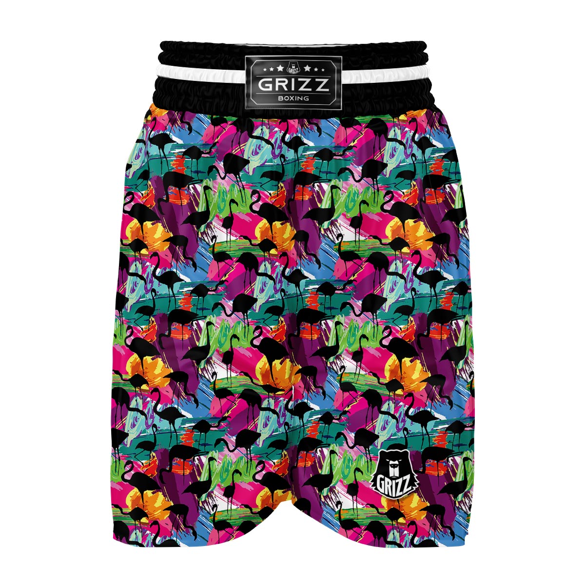 Flamingo Hawaiian Tropical Colorful Pattern Print Boxing Shorts-grizzshop