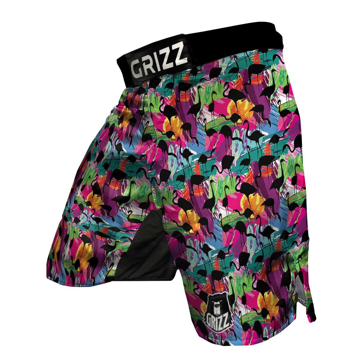 Flamingo Hawaiian Tropical Colorful Pattern Print MMA Shorts-grizzshop