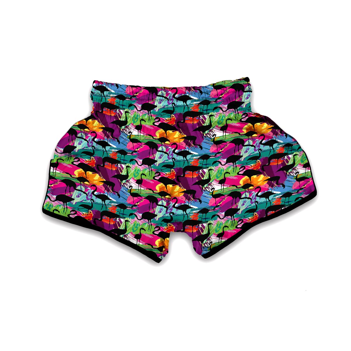 Flamingo Hawaiian Tropical Colorful Pattern Print Muay Thai Boxing Shorts-grizzshop