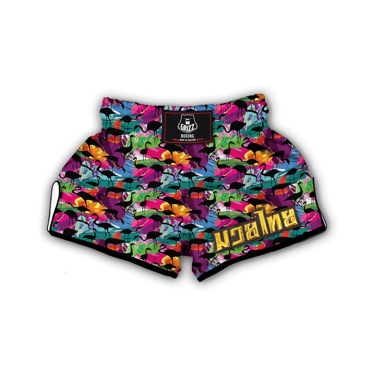 Flamingo Hawaiian Tropical Colorful Pattern Print Muay Thai Boxing Shorts-grizzshop