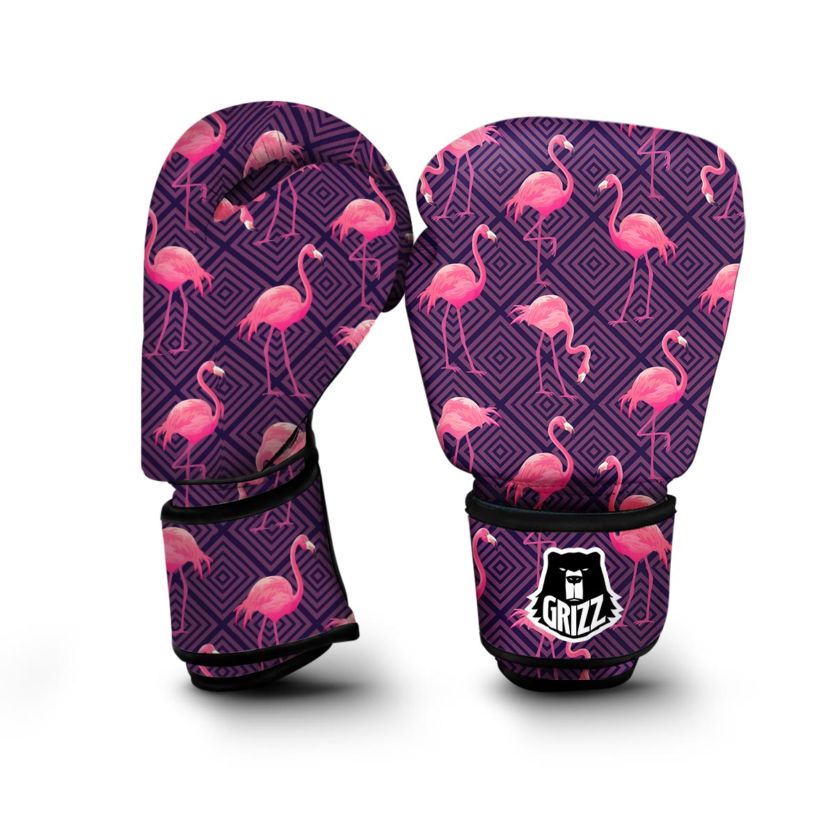 Flamingo Hawaiian Tropical Stripe Pattern Print Boxing Gloves-grizzshop