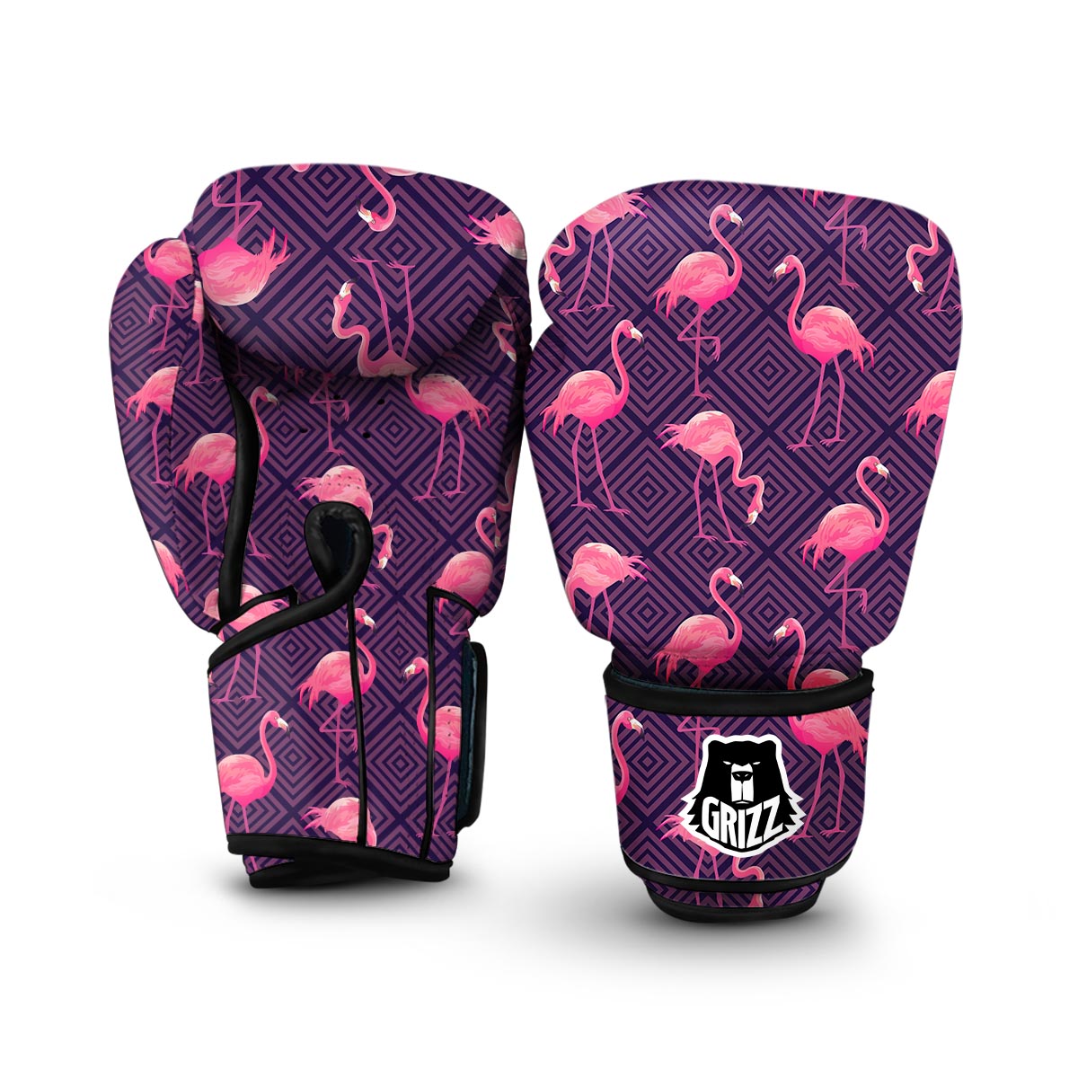 Flamingo Hawaiian Tropical Stripe Pattern Print Boxing Gloves-grizzshop
