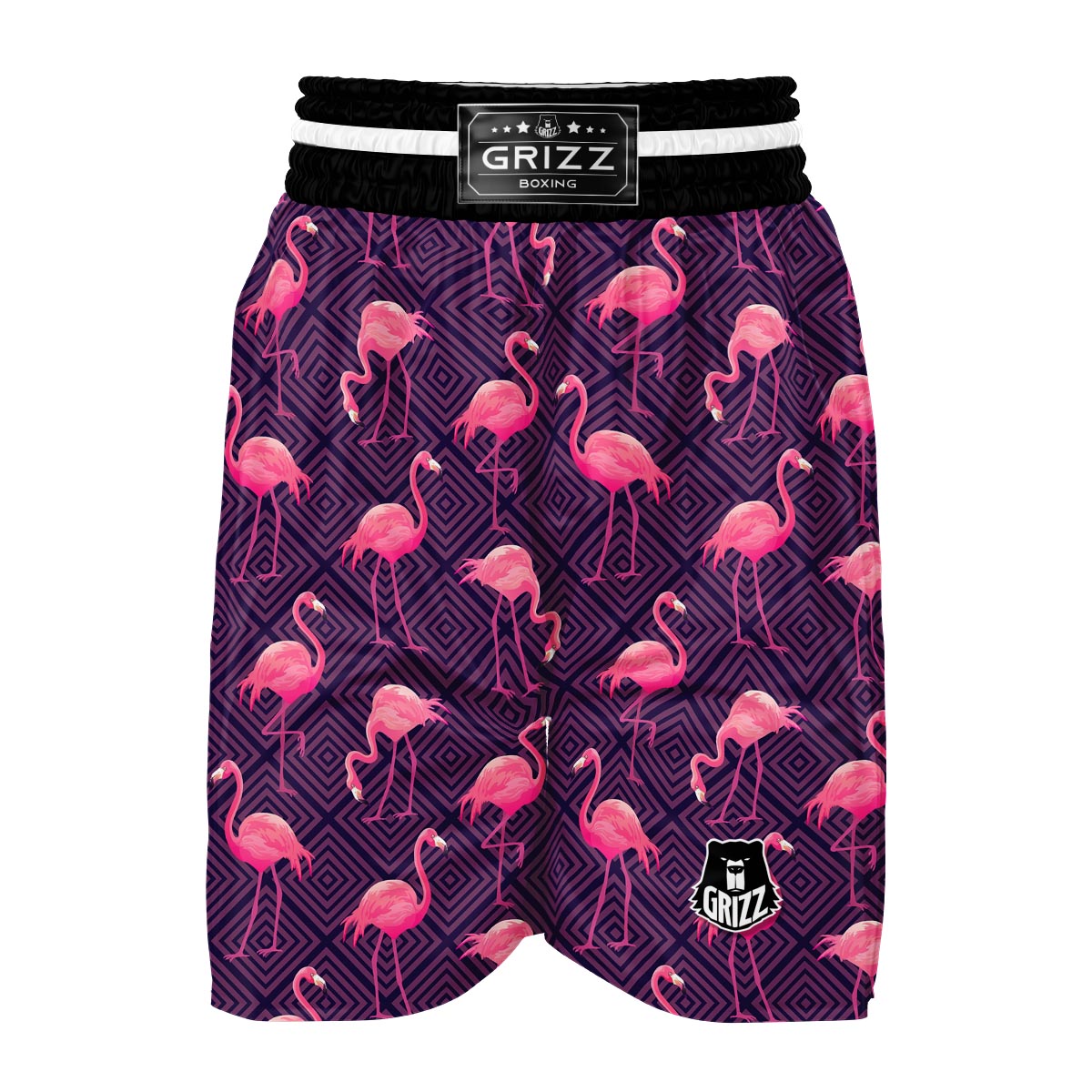 Flamingo Hawaiian Tropical Stripe Pattern Print Boxing Shorts-grizzshop