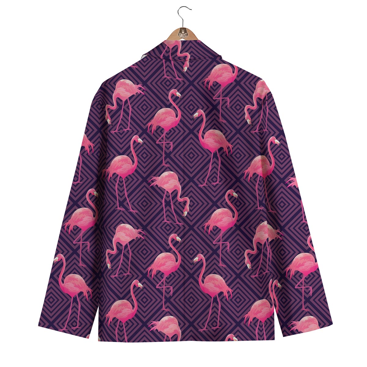 Flamingo Hawaiian Tropical Stripe Pattern Print Men's Blazer-grizzshop