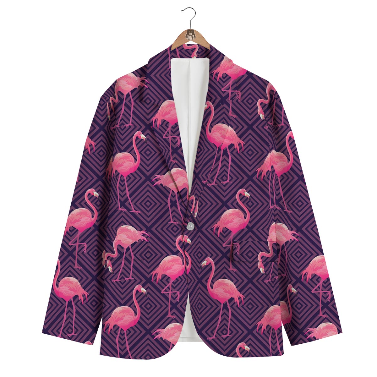 Flamingo Hawaiian Tropical Stripe Pattern Print Men's Blazer-grizzshop