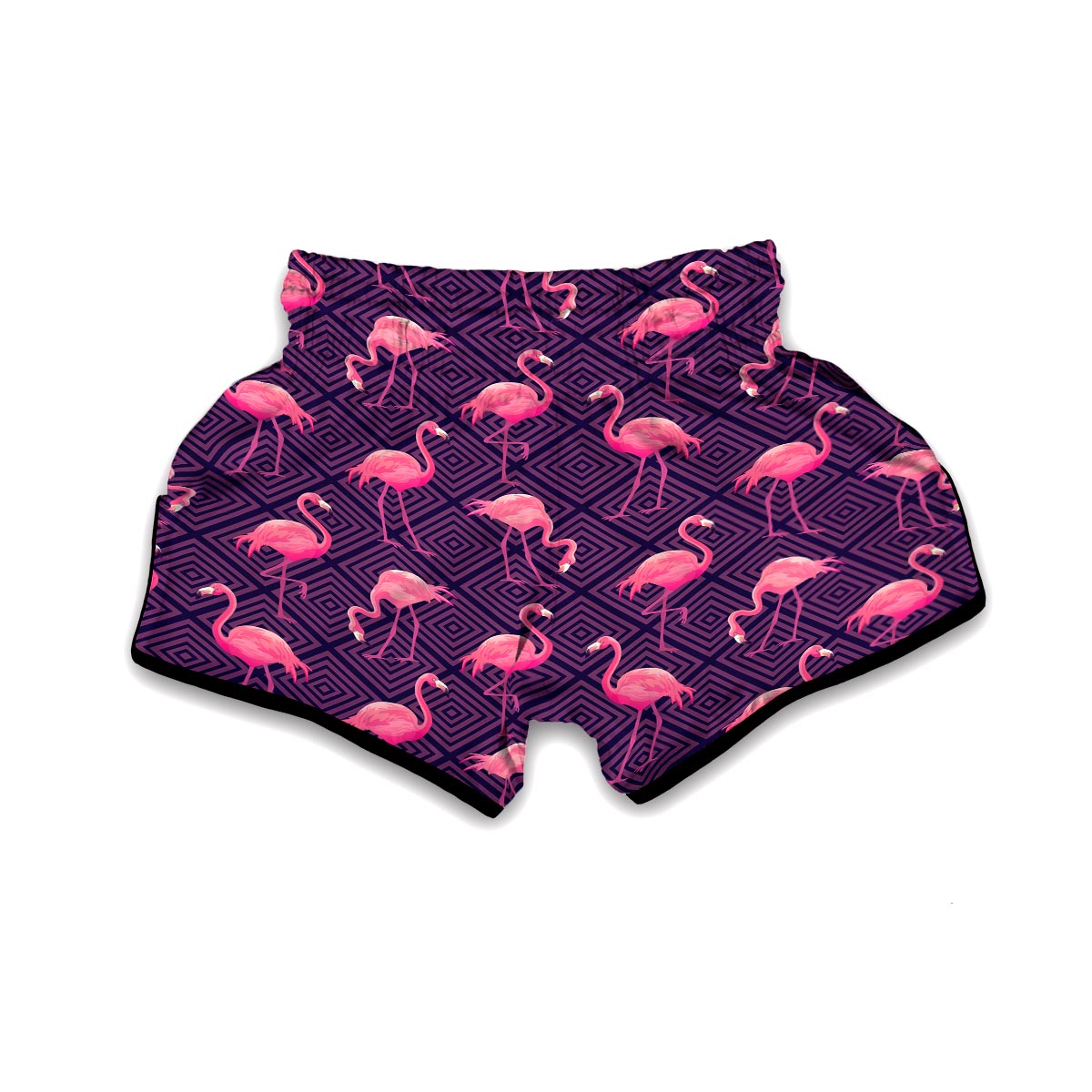 Flamingo Hawaiian Tropical Stripe Pattern Print Muay Thai Boxing Shorts-grizzshop
