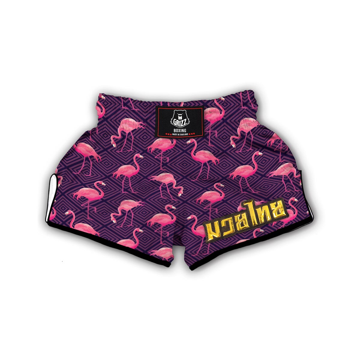 Flamingo Hawaiian Tropical Stripe Pattern Print Muay Thai Boxing Shorts-grizzshop
