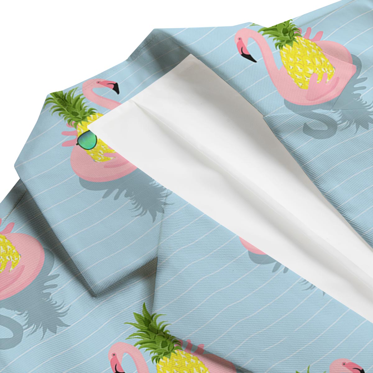 Flamingo Pineapple Blue Print Men's Blazer-grizzshop