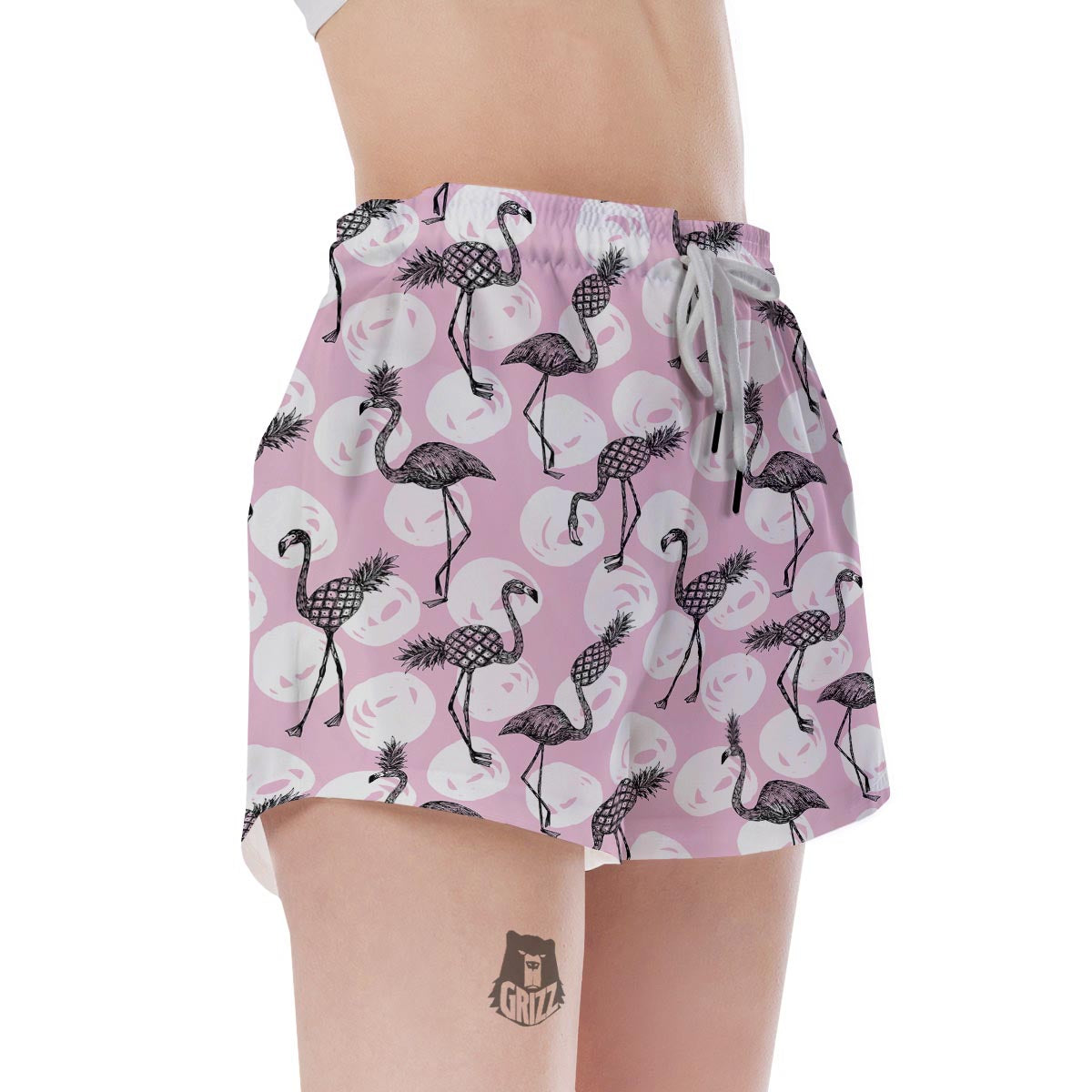 Flamingo Pineapple Print Women's Shorts-grizzshop