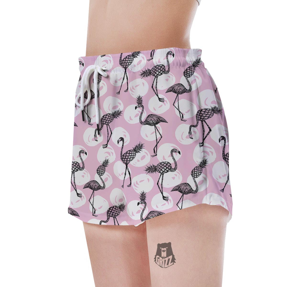 Flamingo Pineapple Print Women's Shorts-grizzshop