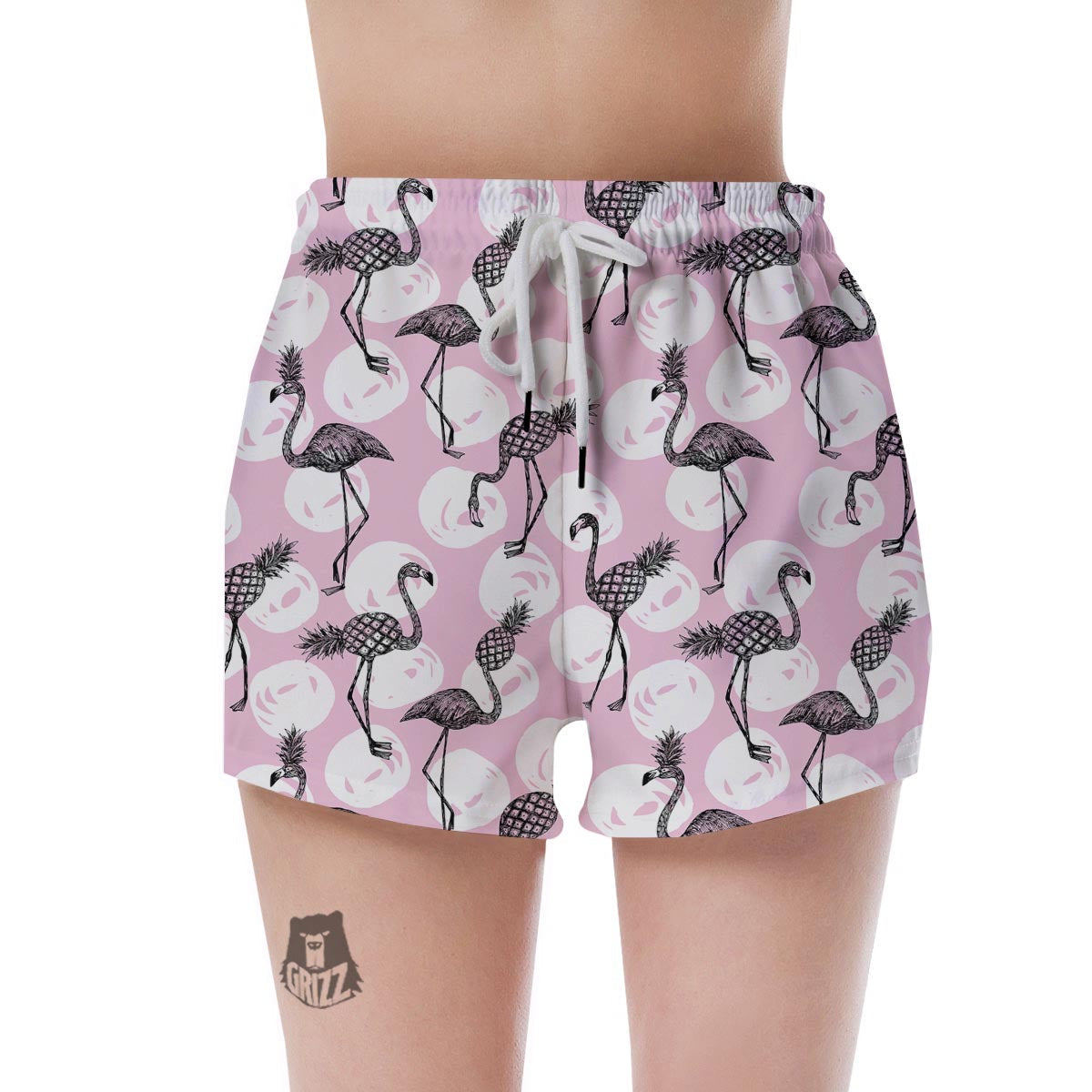 Flamingo Pineapple Print Women's Shorts-grizzshop