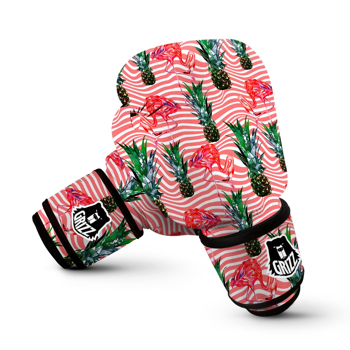 Flamingo Pineapple Stripe Boxing Gloves-grizzshop