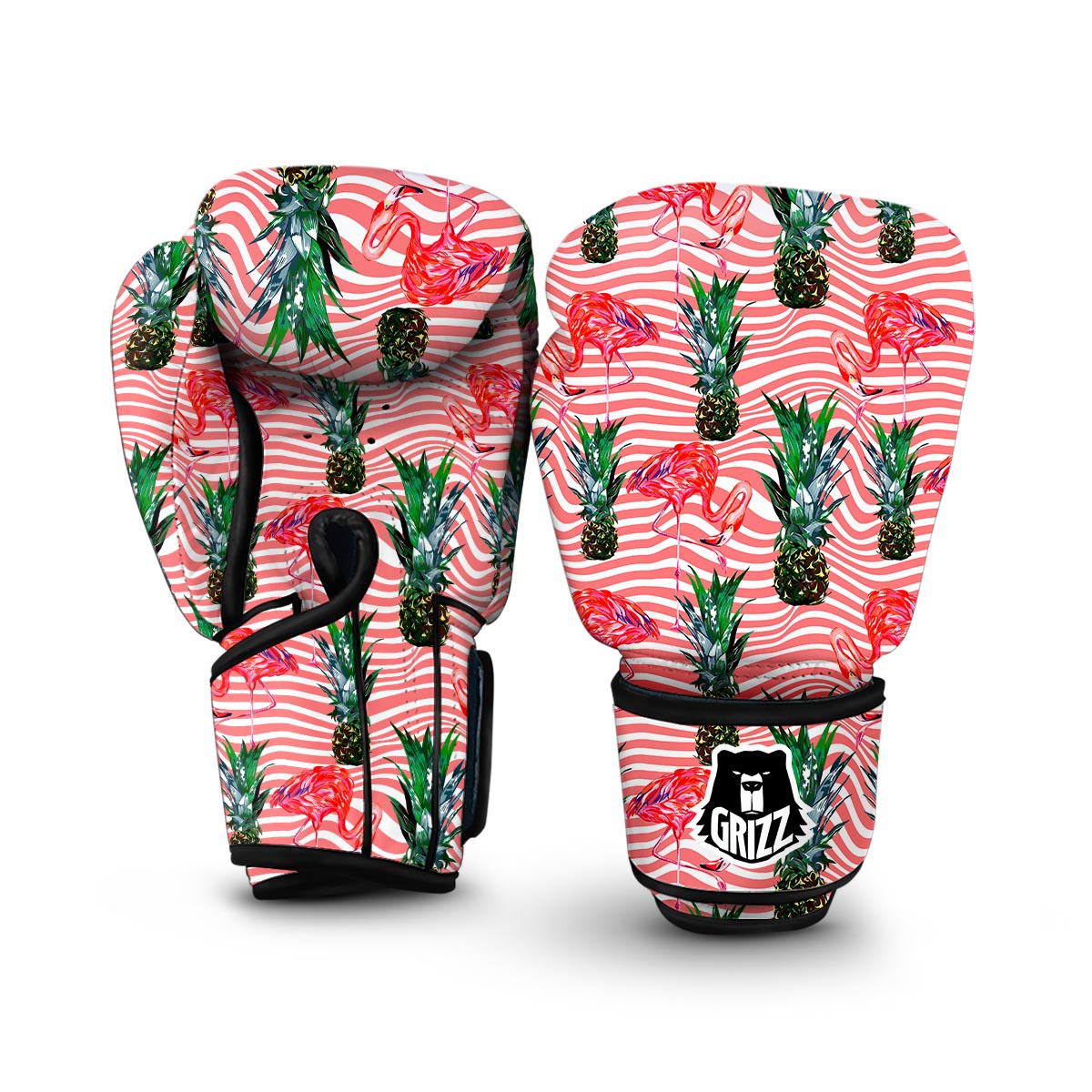 Flamingo Pineapple Stripe Boxing Gloves-grizzshop