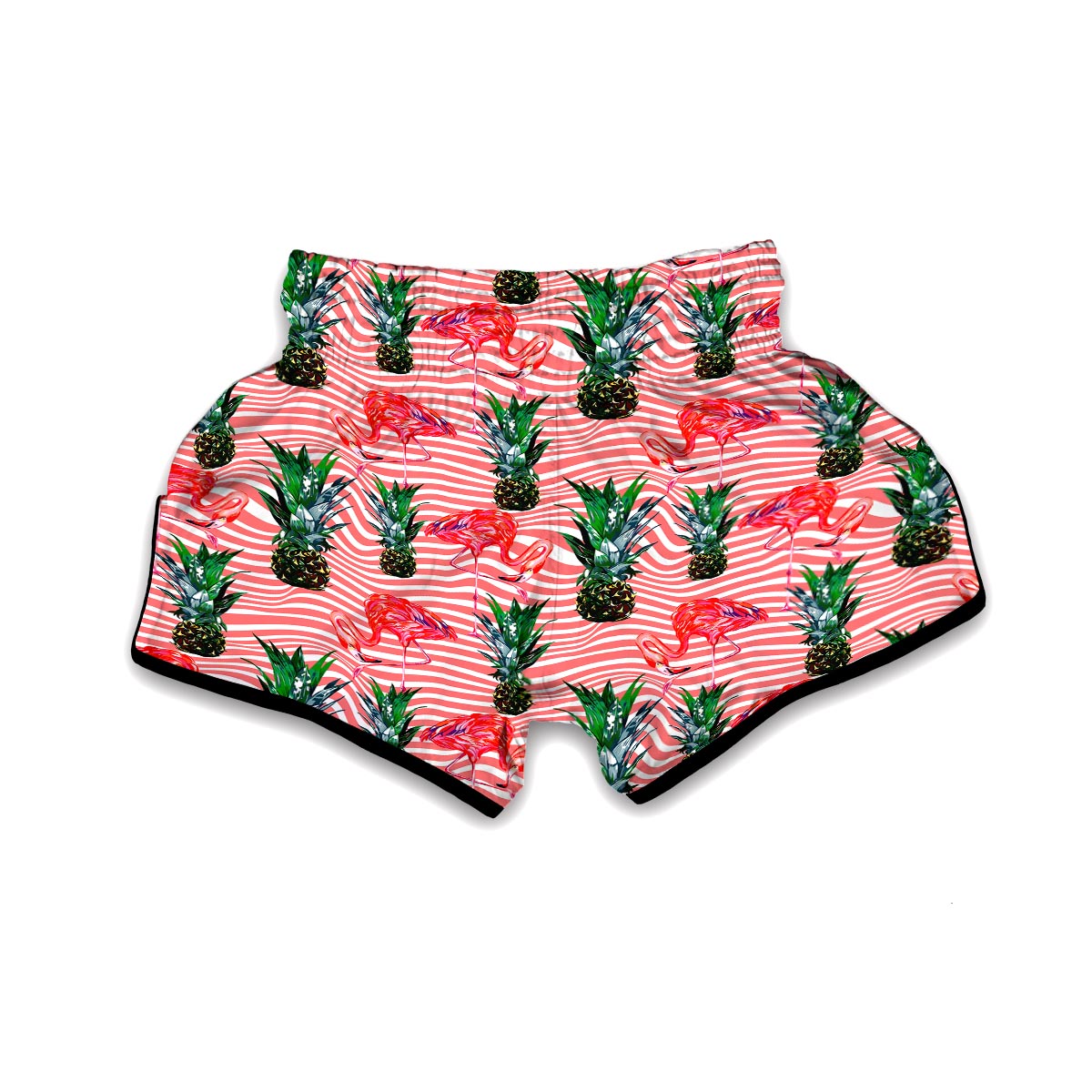 Flamingo Pineapple Stripe Muay Thai Boxing Shorts-grizzshop