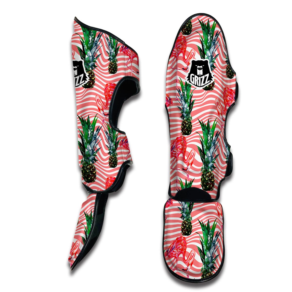 Flamingo Pineapple Stripe Muay Thai Shin Guards-grizzshop