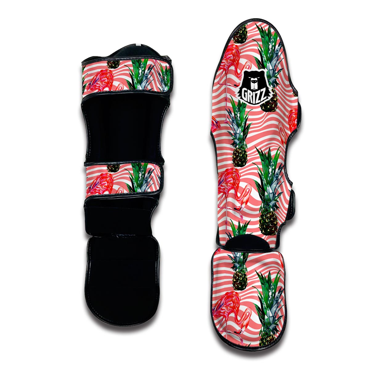 Flamingo Pineapple Stripe Muay Thai Shin Guards-grizzshop