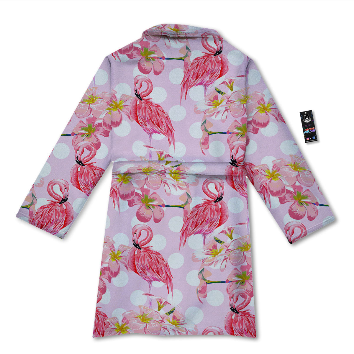 Flamingo Pink Polka Print Pattern Bathrobe-grizzshop