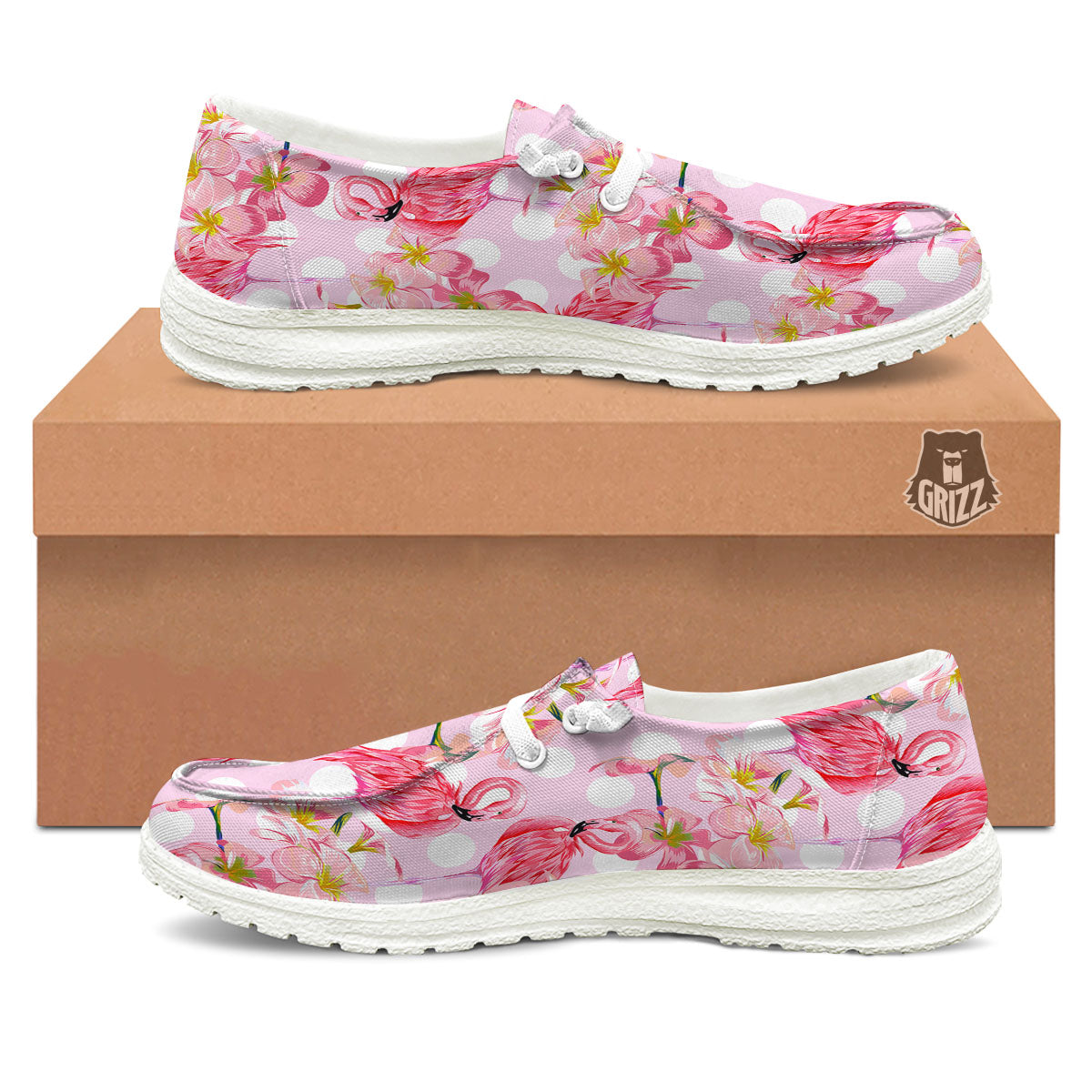 Flamingo Pink Polka Print Pattern Black Loafers-grizzshop