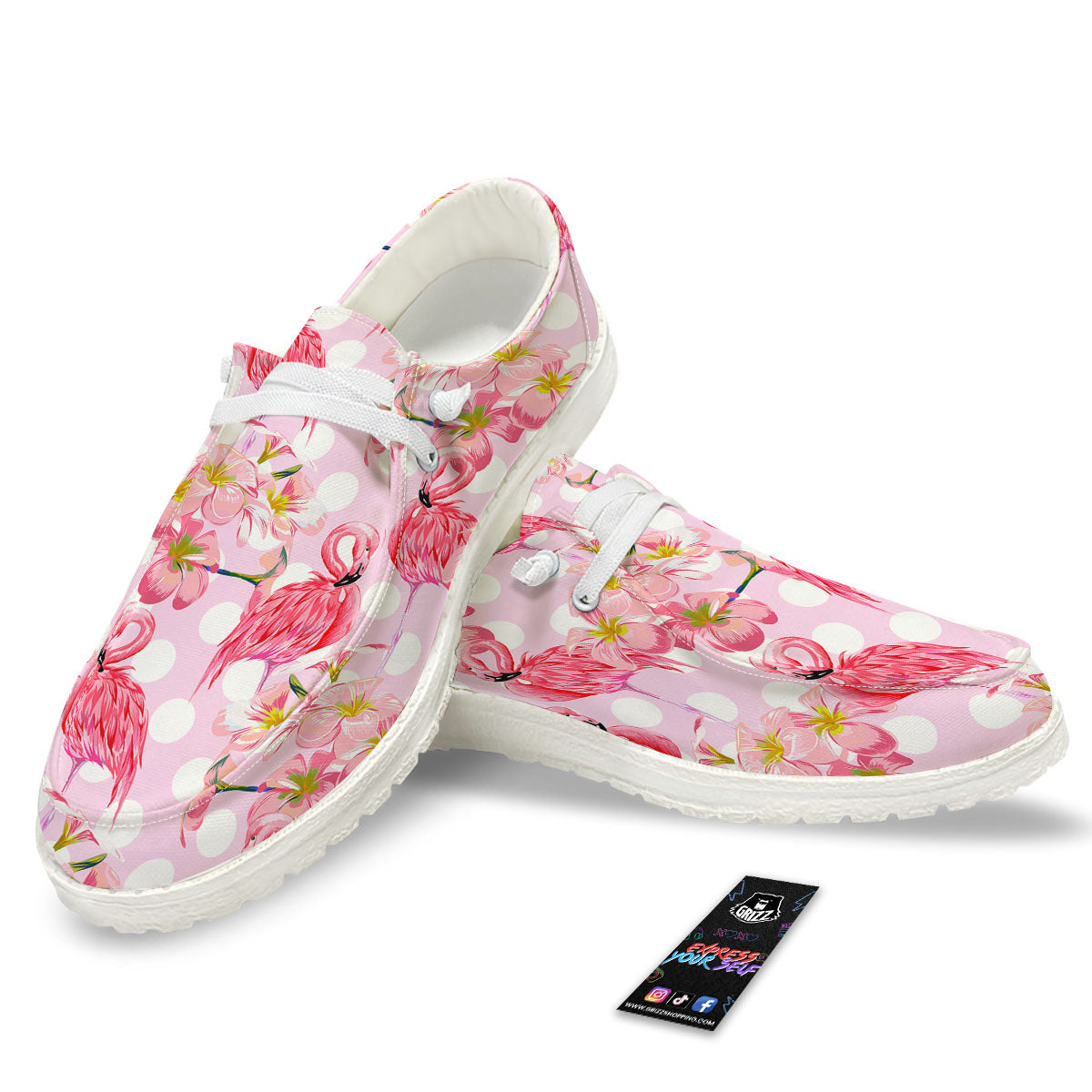 Flamingo Pink Polka Print Pattern Black Loafers-grizzshop