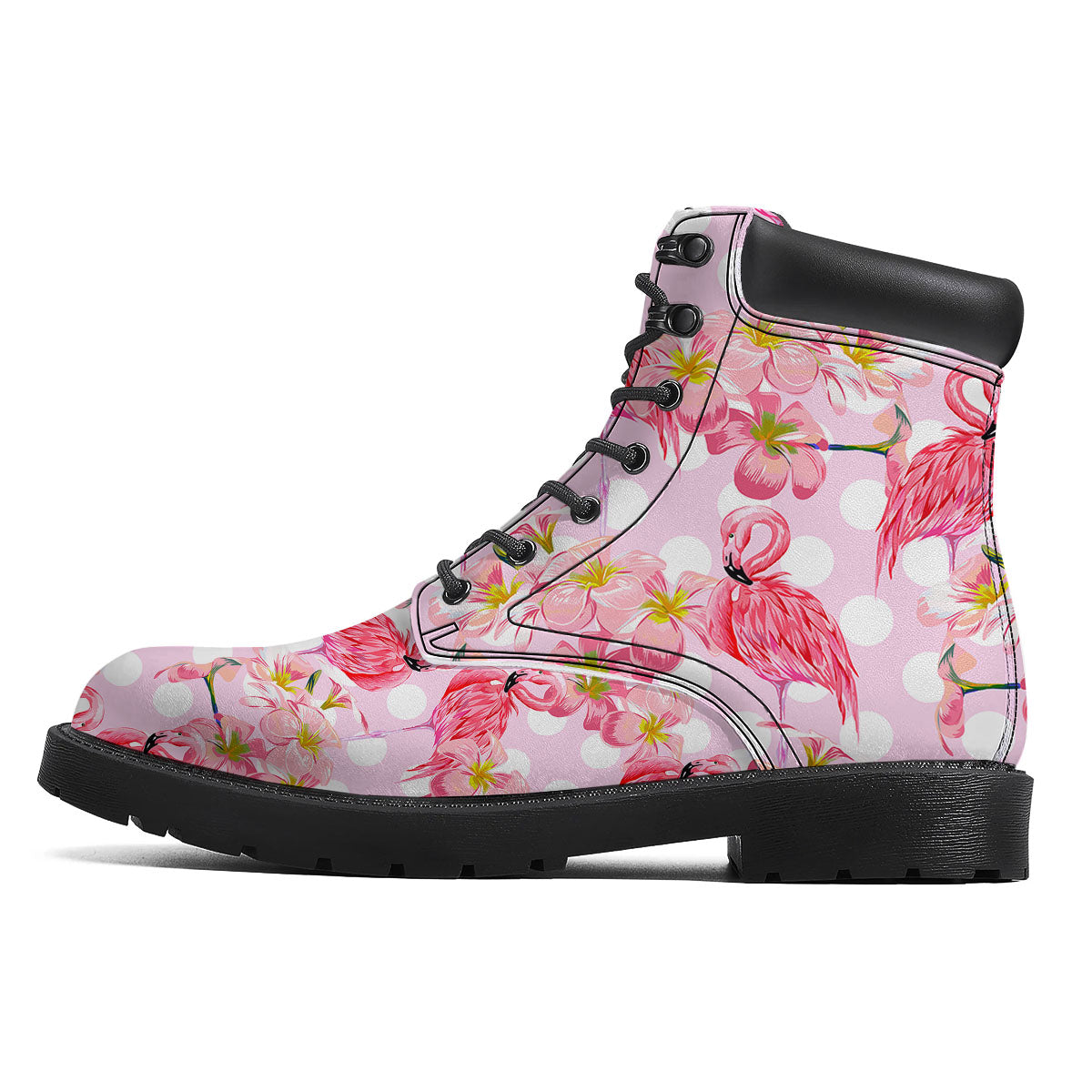 Flamingo Pink Polka Print Pattern Boots-grizzshop