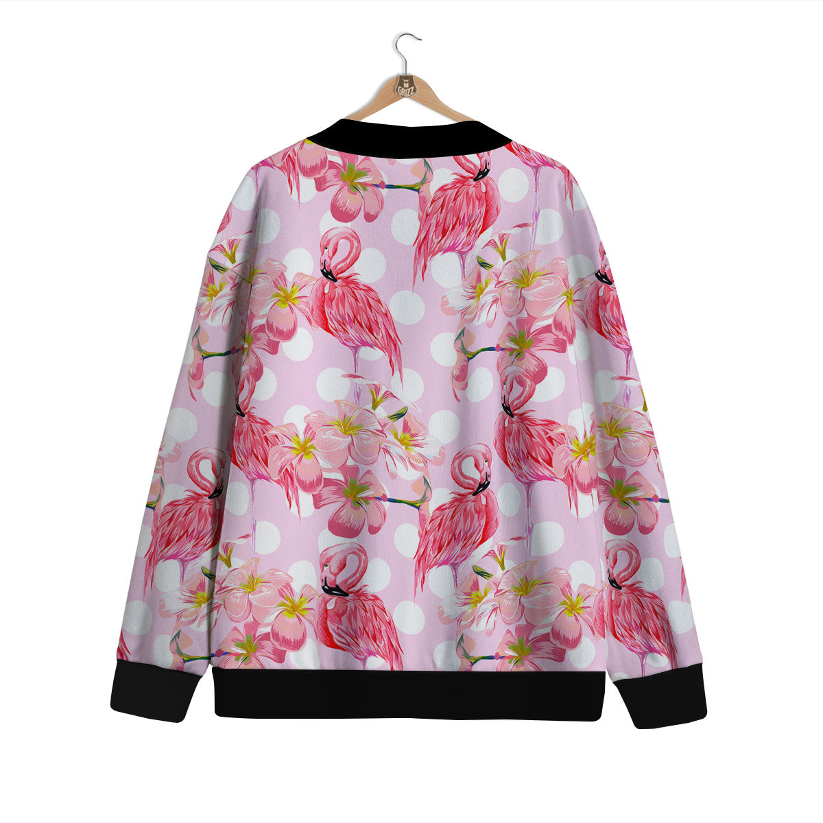 Flamingo Pink Polka Print Pattern Cardigan-grizzshop